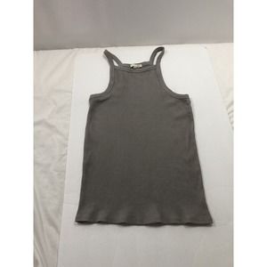 Skin Womens Soft Pima Cotton Ribbed Tank Top Sleeveless Size 2 M Medium Gray New